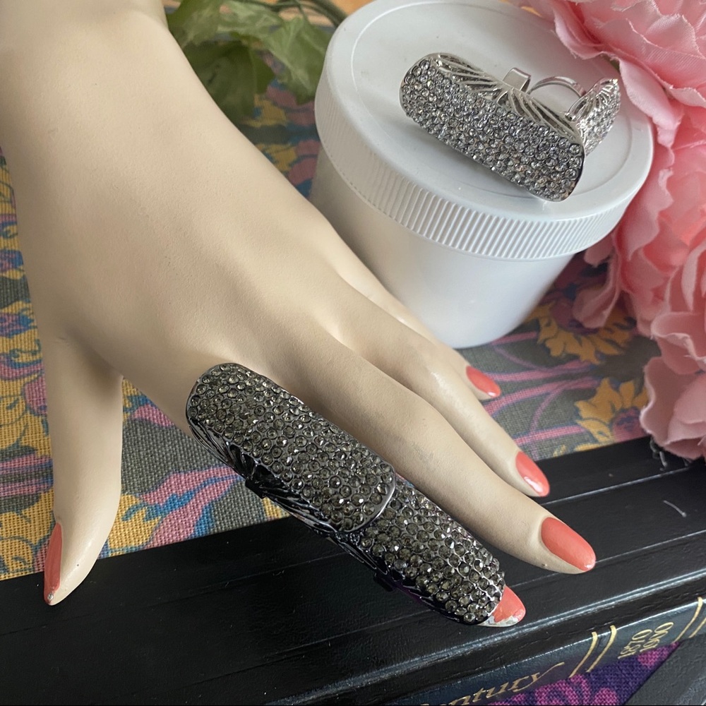 Chunky Rhinestone Double Ring - Picture 3 of 4